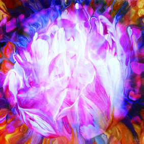 Bildtitel: „Tulpe“ Kunstdruck auf Leinwand aus der Bilderserie „Blumenessenzen“ von Mirja Lang
