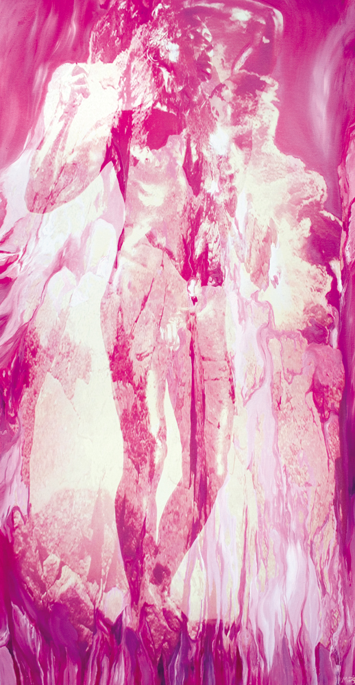 Bildtitel: „Weil sich alles klären und harmonisieren wird“ Acryldruck und Ölmalerei auf Leinwand aus der Bilderserie „Lichtblicke“ von Mirja Lang