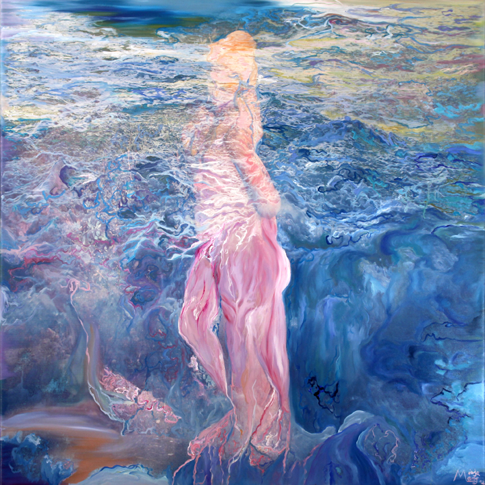 Bildtitel: „12. Litaja“ Acryldruck und Ölmalerei auf Leinwand der Bilderserie „108 Lichtperlen“ von Mirja Lang
