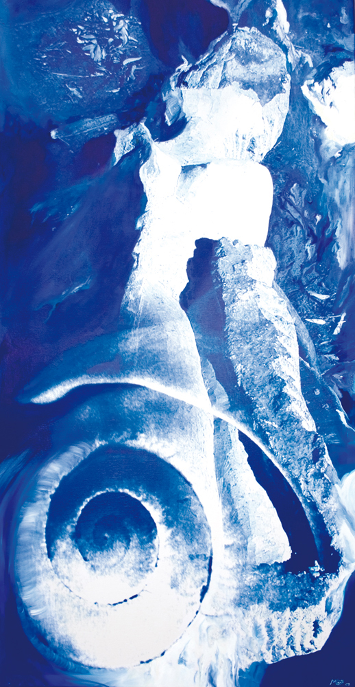 Bildtitel: „Bis ich in mir selber ruhe“ Acryldruck und Ölmalerei auf Leinwand aus der Bilderserie „Lichtblicke“ von Mirja Lang