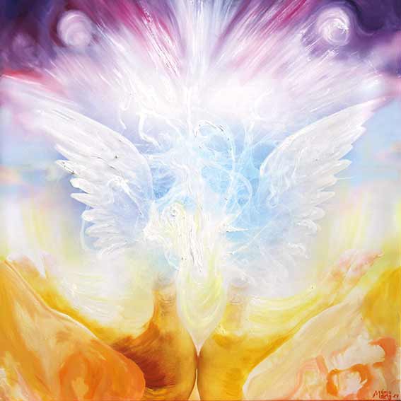 Bildtitel: „108.Engel des Erfolgs“ Kunstdruck als Geschenkkarte auf hochwertigem Papierkarton aus der Bilderserie „108 Lichtperlen“ von Mirja Lang
