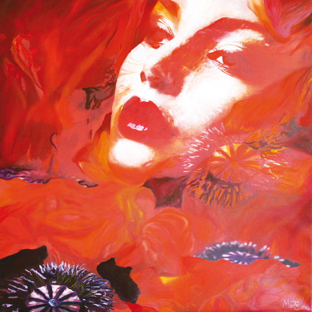 Bildtitel: „Klatschmohn“ Kunstdruck auf Leinwand aus der Bilderserie „Blumenessenzen“ von Mirja Lang
